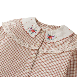 Блуза с длинным рукавом Gingersnaps "Bernadette Sutherland", бежевая клетка